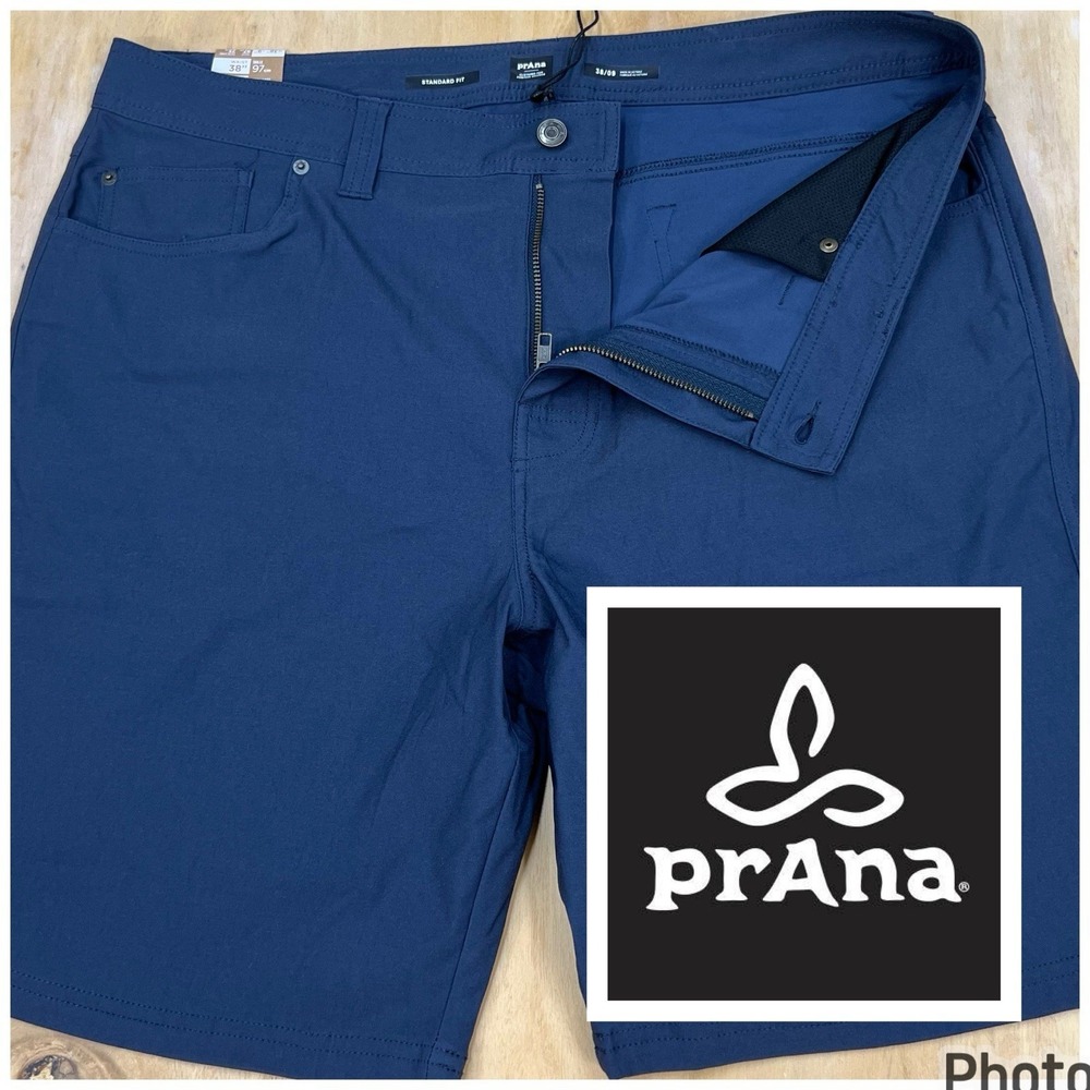 Prana‎ Brion Shorts Mens 38x9 Standard Fit Navy Rugged Stretch Hiking Outdoors